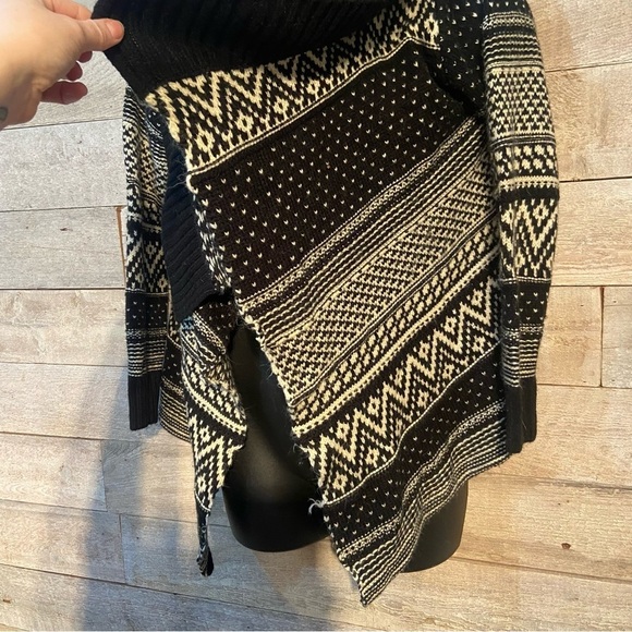 Miss Lulo women’s black & cream geometric open cardigan sweater in size m/l - Picture 4 of 8